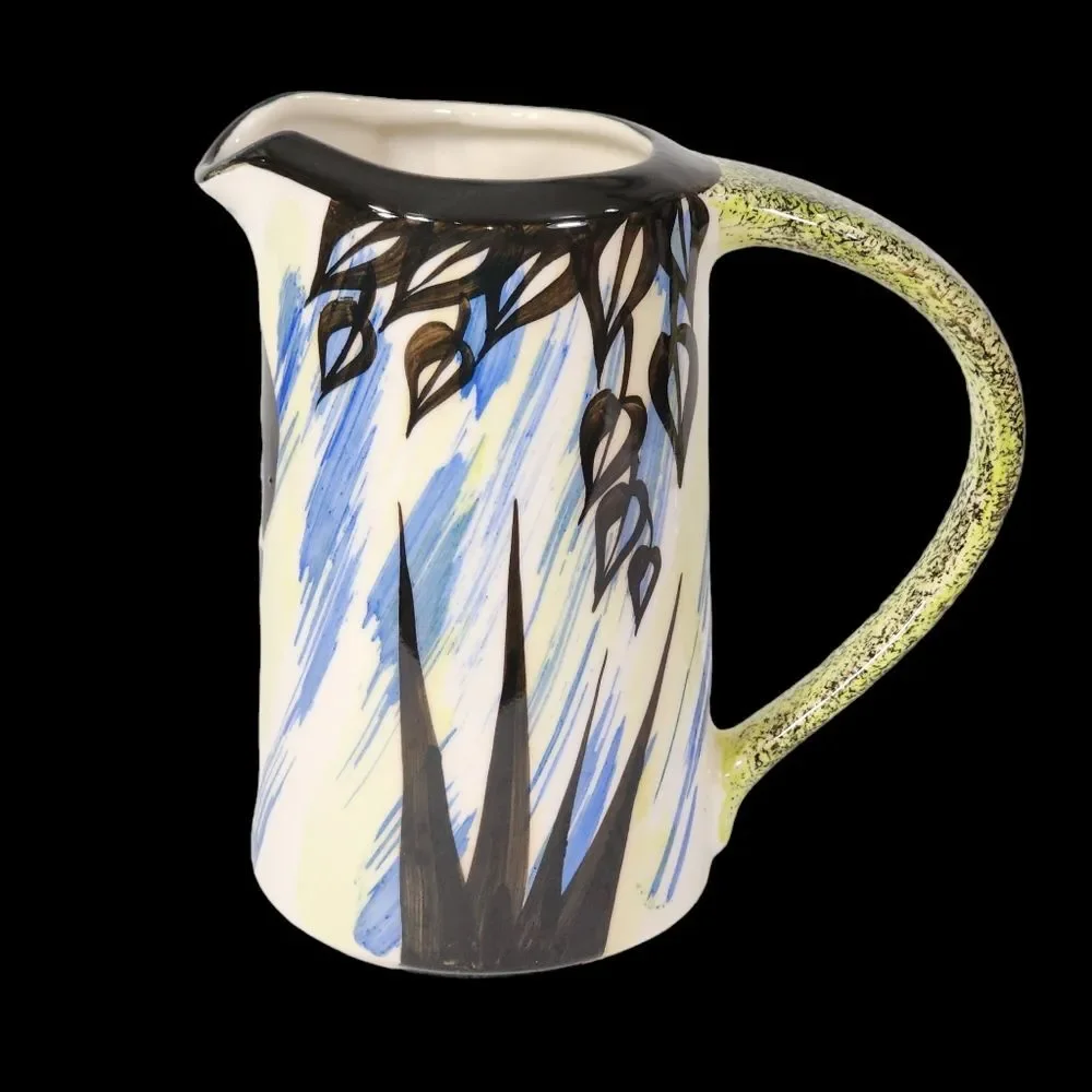 Vintage‎ Evandale Hand-painted Multicolored Porcelain Pitcher Signed Noble 7.5in